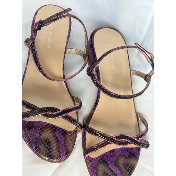 STUART WEITZMAN  Strappy Purple Python Sandals - Picture 9 of 9